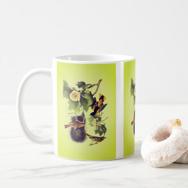 Vintage Audubon Birds Troupial Orioles  Coffee Mug (With Donut)