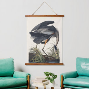Vintage Audubon Great Blue Heron Bird Nature Art Hanging Tapestry