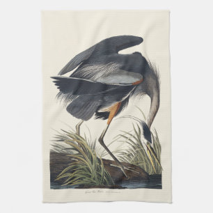 Vintage Audubon Great Blue Heron Bird Nature Art Kitchen Towel