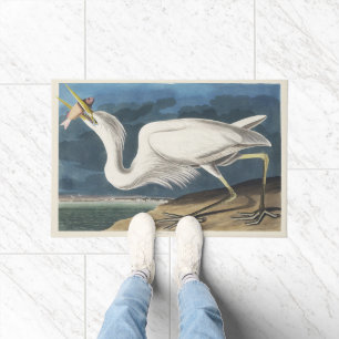 Vintage Audubon Great White Heron Bird Art Doormat