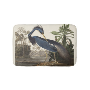 Vintage Audubon Louisiana Heron Bird Art Bath Mat
