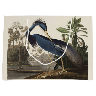 Vintage Audubon Louisiana Heron Bird Art Large Gift Bag