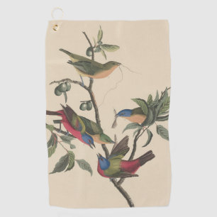 Vintage Audubon Painted Bunting Colourful Bird Art Golf Towel