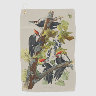 Vintage Audubon Pileated Woodpecker Bird Art Golf Towel