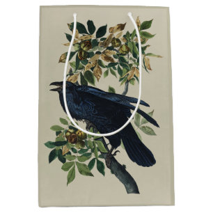 Vintage Audubon Raven Bird Nature Art Medium Gift Bag