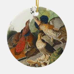 Vintage Audubon Ruffed Grouse Bird Nature Art Ceramic Ornament