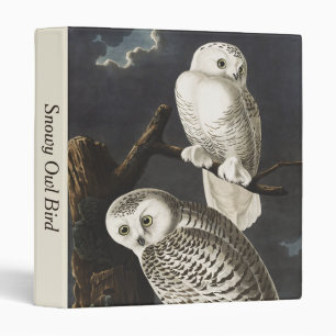 Vintage Audubon Snowy Owl Night Bird Art Binder