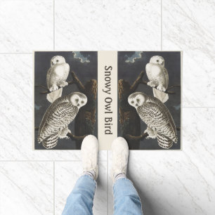 Vintage Audubon Snowy Owl Night Bird Art Doormat