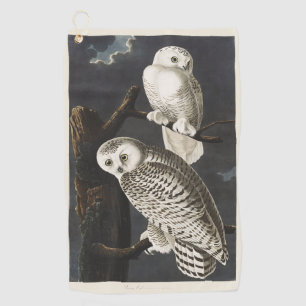 Vintage Audubon Snowy Owl Night Bird Art Golf Towel