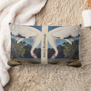 Vintage Audubon Whooping Crane Bird Nature Art Lumbar Pillow