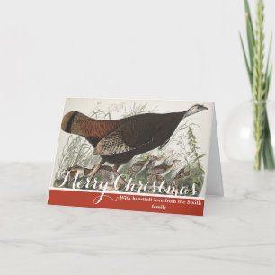 Vintage Audubon Wild Turkey Hen & Young Art Holiday Card