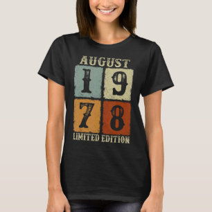 Vintage August 1978 44th Birthday  44 Year Old Men T-Shirt