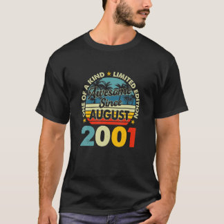 Vintage August 2001 20 Years Old Retro 20Th Birthd T-Shirt