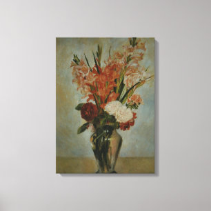 Vintage Auguste Renoir Pink Red Green Gladioli Canvas Print
