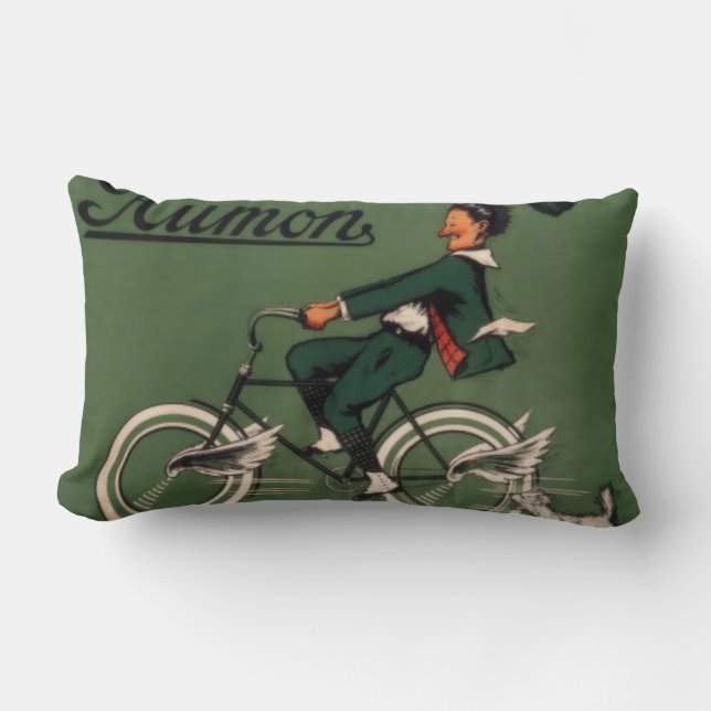 Vintage Aumon Bicycle Advertisement Lumbar Pillow (Front)