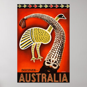 Vintage Australia Travel Poster Aboriginal Art