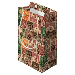 Vintage Australian Animal Postage Stamp Collection Small Gift Bag