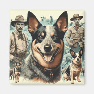 Vintage Australian Cattle Dog Illustration Magnet