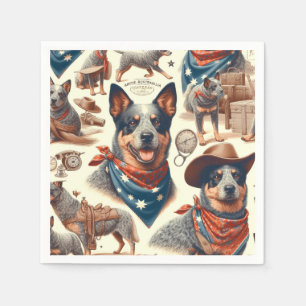 Vintage Australian Cattle Dog Illustration Napkin