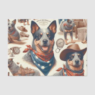 Vintage Australian Cattle Dog Illustration Tissue Paper
