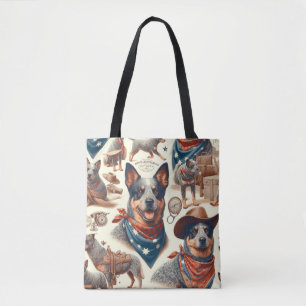 Vintage Australian Cattle Dog Illustration Tote Bag
