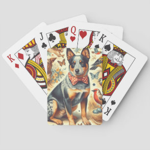 Vintage Australian Cattle Dog Painting Playing Cards