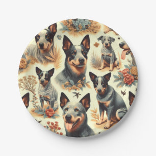 Vintage Australian Cattle Seamless Paper Plate