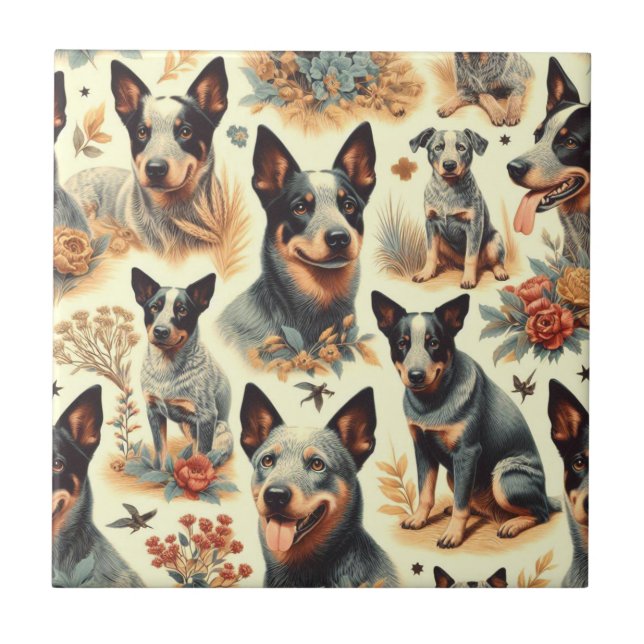 Vintage Australian Cattle  Seamless Tile (Front)