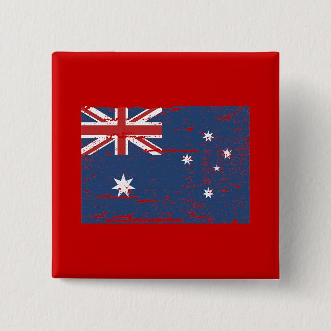 Vintage Australian Flag 2 Inch Square Button (Front)