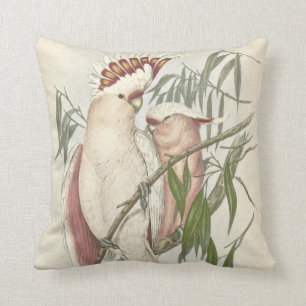 Vintage Australian Galah Throw Pillow 16" x 16"