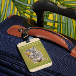 Vintage Australian Koala travel poster Luggage Tag