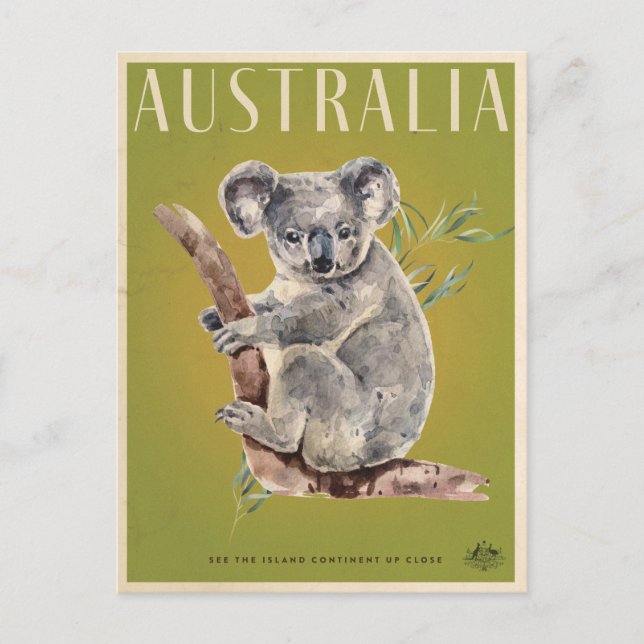 Vintage Australian Koala travel poster Postcard (Front)