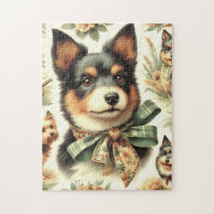 Vintage Australian Terrier  Painting Illustration Jigsaw Puzzle