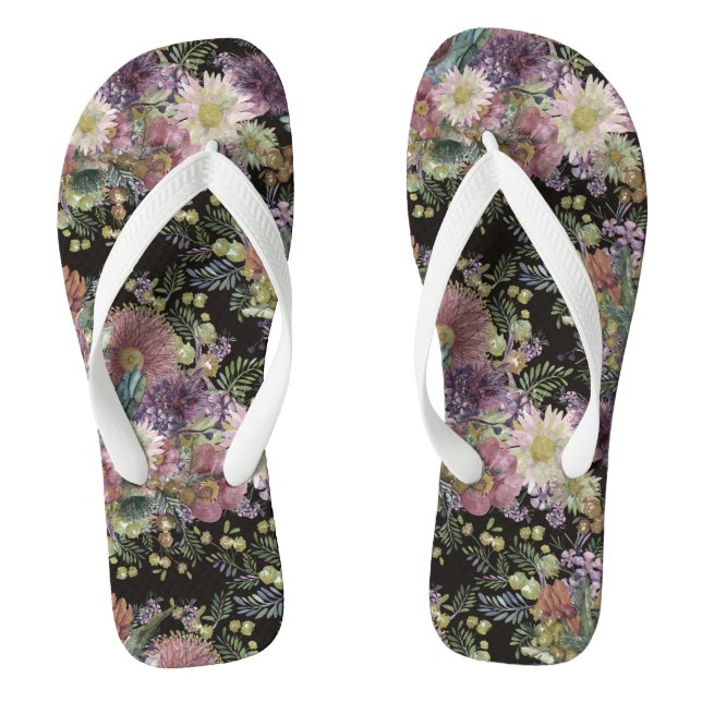 Vintage Australian Wildflowers Flip Flops (Footbed)
