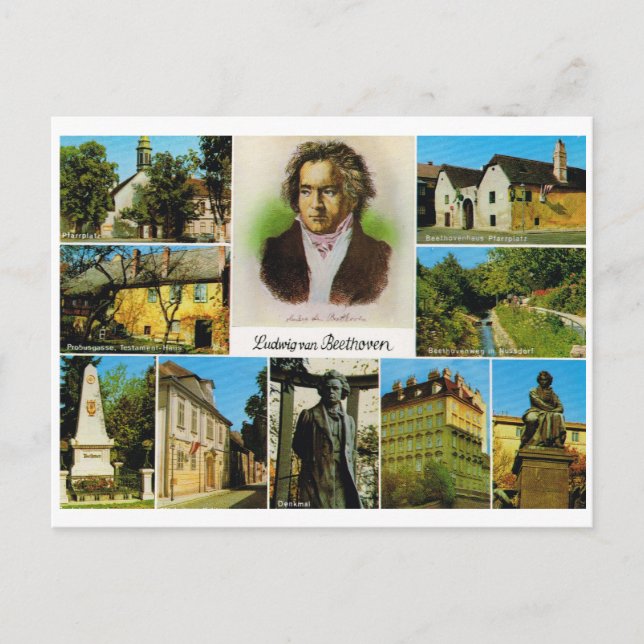 Vintage Austria, Places linked to Beethoven Postcard (Front)