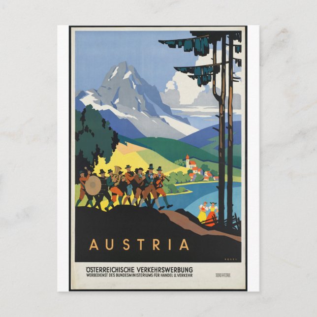 Vintage - Austria Travel Poster Postcard (Front)