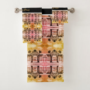 Vintage Austria Vienna Belvedere castle gate Bath Towel Set