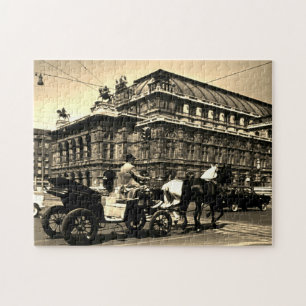 Vintage Austria Vienna Fiaker Staatsoper opera Jigsaw Puzzle