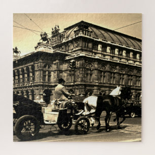 Vintage Austria Vienna Fiaker Staatsoper opera Jigsaw Puzzle