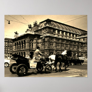 Vintage Austria Vienna Fiaker Staatsoper opera Poster