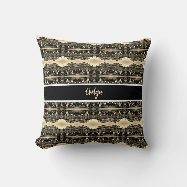 Vintage Austria Vienna Fiaker Staatsoper opera Throw Pillow (Front)