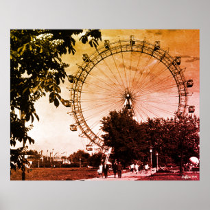 Vintage Austria Vienna Prater giant wheel Poster