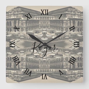 Vintage Austria Vienna Staatsoper opera Square Wall Clock