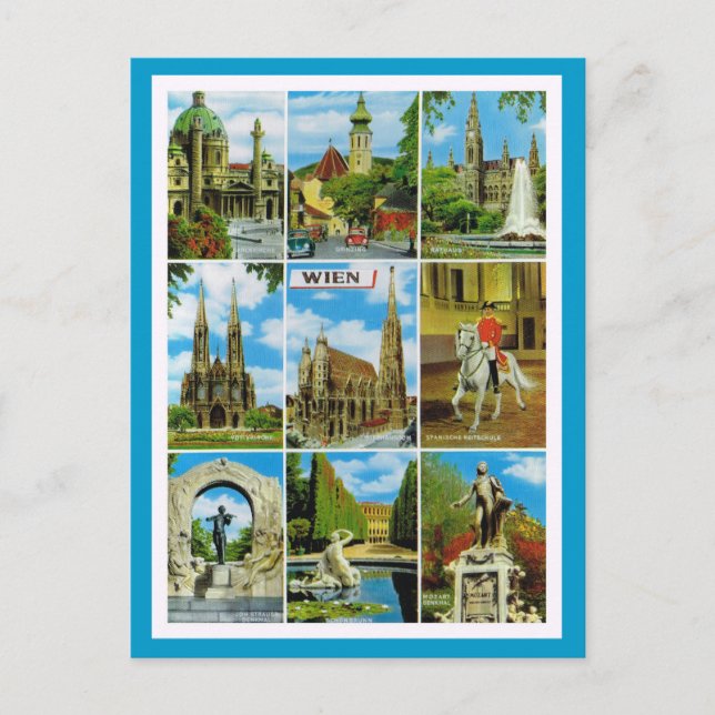 Vintage Austria, Wien, Vienna, Multiview Postcard (Front)