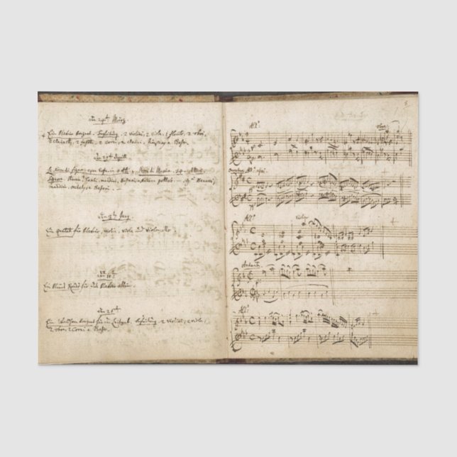 Vintage Austrian Handwritten Music Notebook 1700 Tissue Paper (Front)