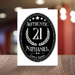 Vintage Authentic For Him 21st Birthday Card<br><div class="desc">👉 Put a smile on a face with this custom vintage 21st birthday card for him! #zazzlemade - Simply click to personalize this design 🔥 My promises - This design is unique - It is designed with you in mind 🙏 Thank you for supporting my small business - If you...</div>