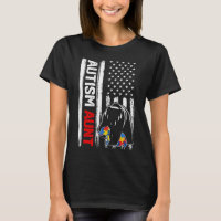 Vintage Autism Aunt Bear American Flag Awareness F