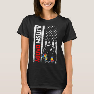 Vintage Autism Daddy Bear American Flag Awareness T-Shirt