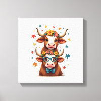 Vintage Autism Highland Cow Trio Peeking Cute Cow 