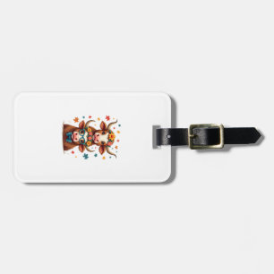 Vintage Autism Highland Cow Trio Peeking Cute Cow Luggage Tag